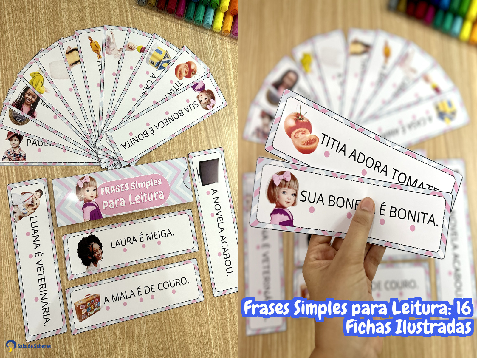 Preview de Frases Simples para Leitura: 16 Fichas Ilustradas