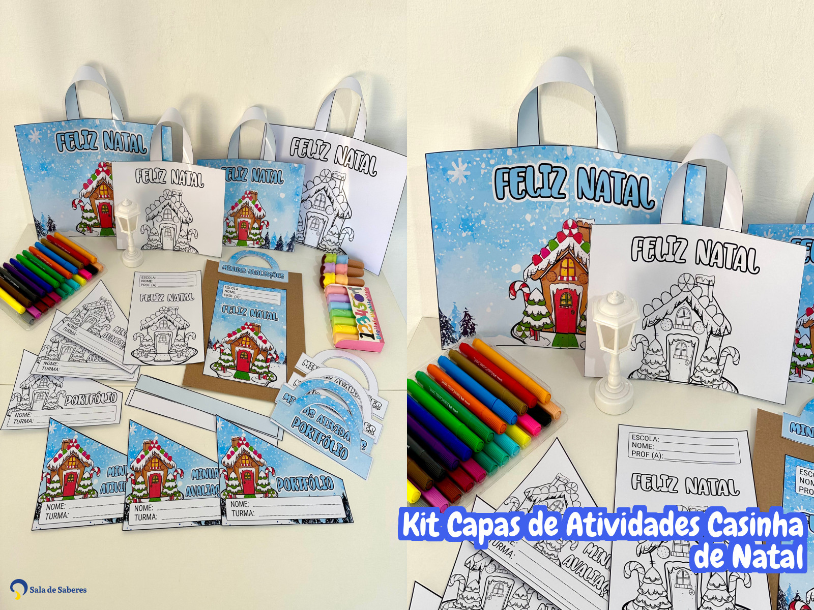 Preview de Kit Capas de Atividades Casinha de Natal