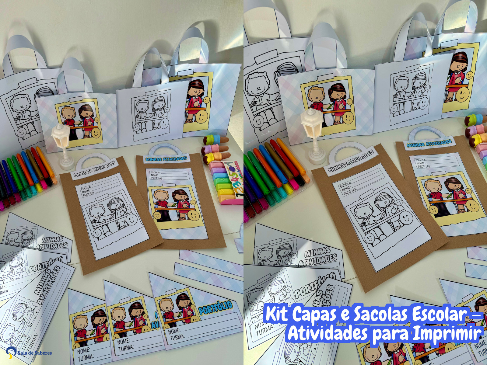 Preview de Kit Capas e Sacolas Escolar – Atividades para Imprimir