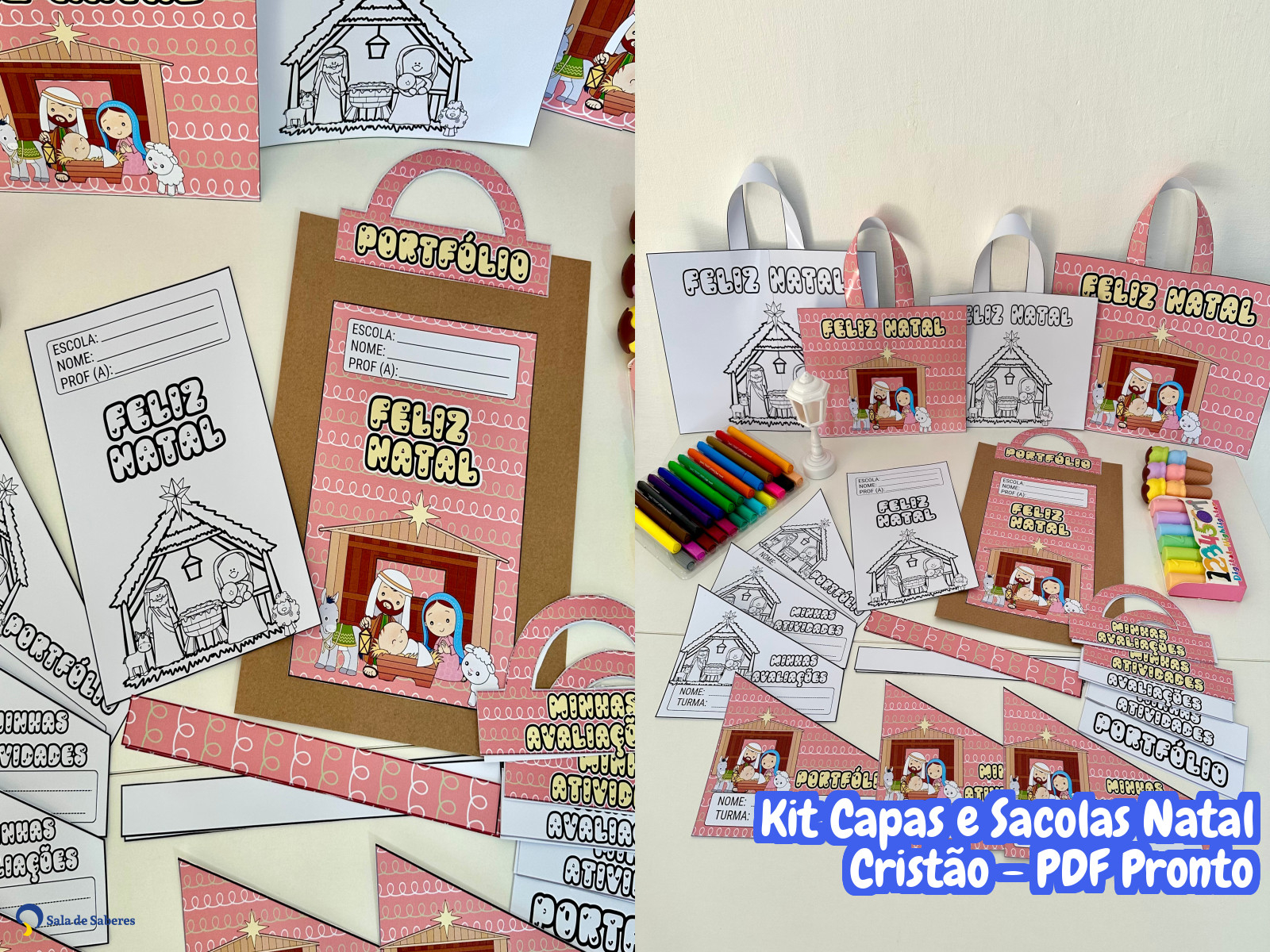 Preview de Kit Capas e Sacolas Natal Cristão - PDF Pronto