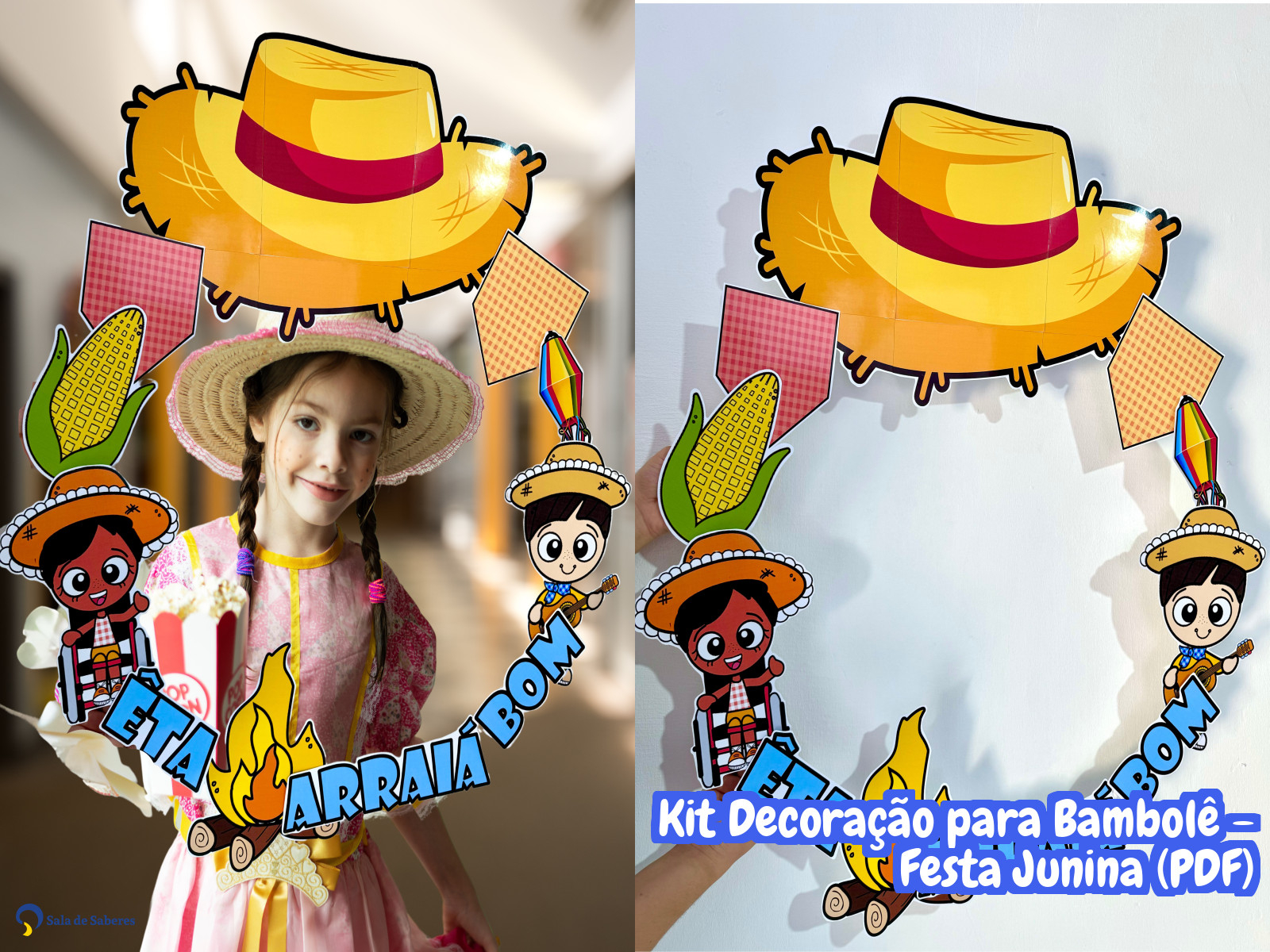 Preview de Kit Decoração para Bambolê - Festa Junina (PDF)