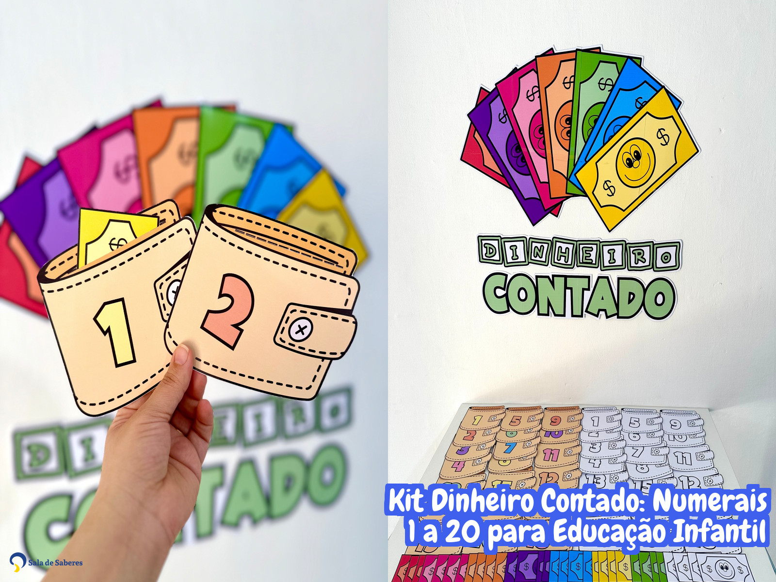 Preview de Kit Dinheiro Contado: Numerais 1 a 20 para Educação Infantil