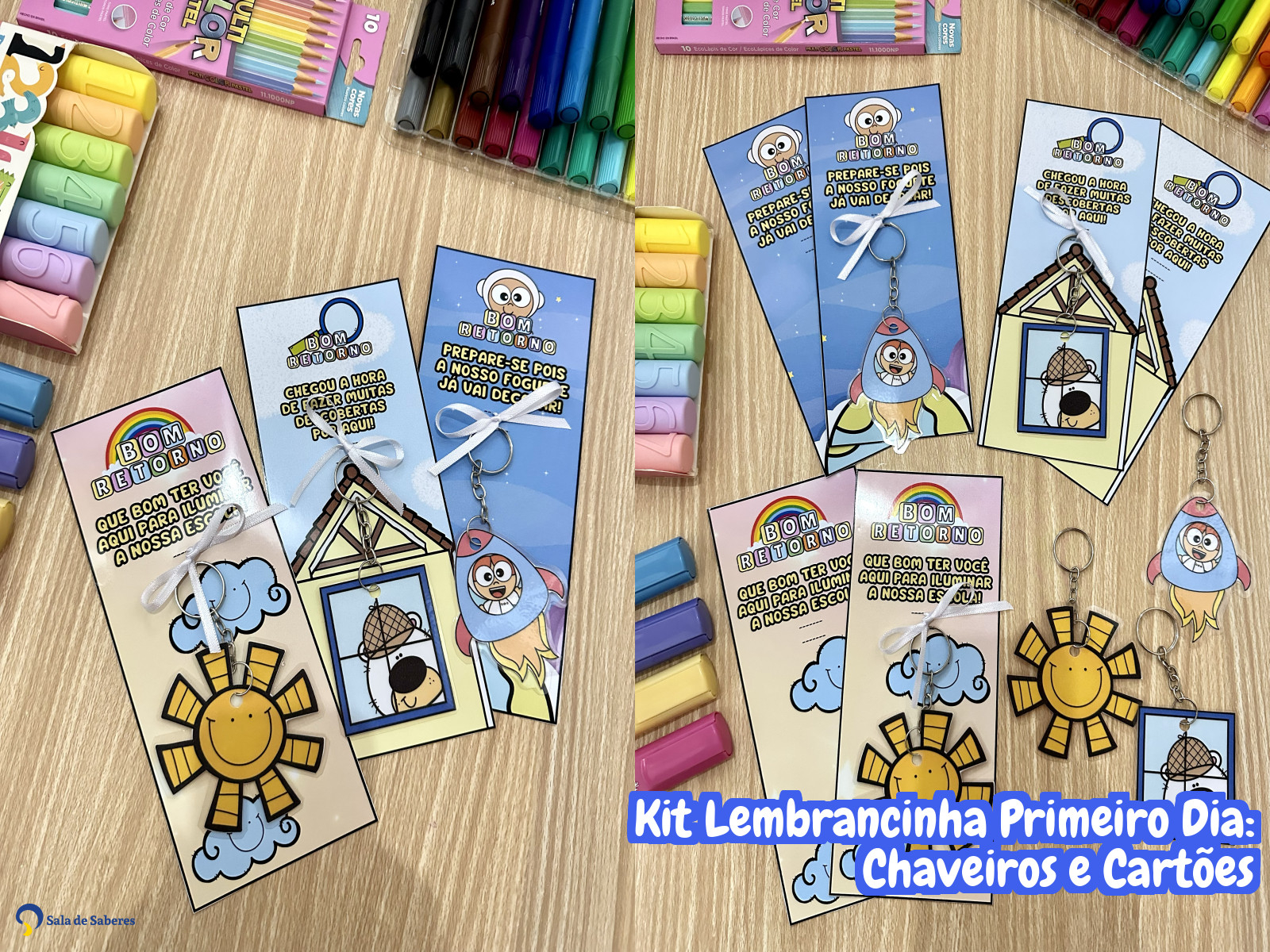 Preview de Kit Lembrancinha Primeiro Dia: Chaveiros e Cartões