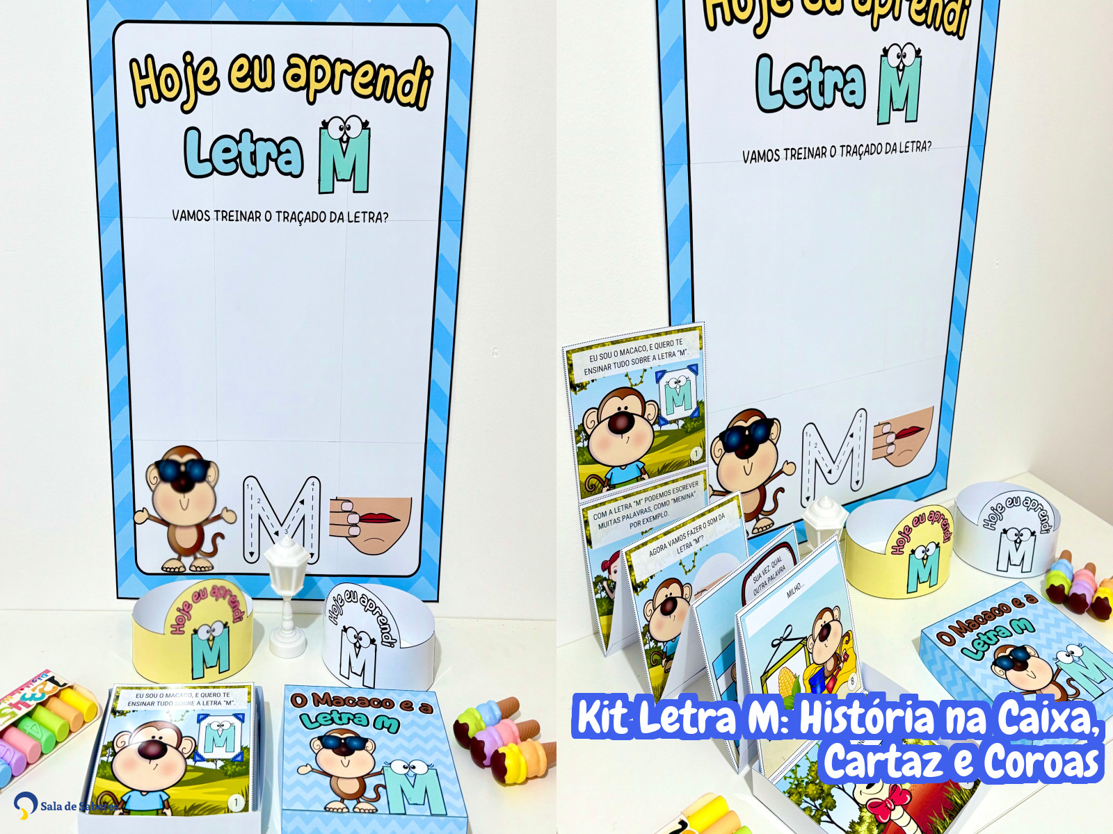 Preview de Kit Letra M: História na Caixa, Cartaz e Coroas