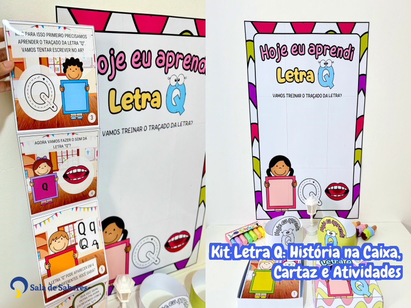 Imagem de Kit Letra Q: História na Caixa, Cartaz e Atividades