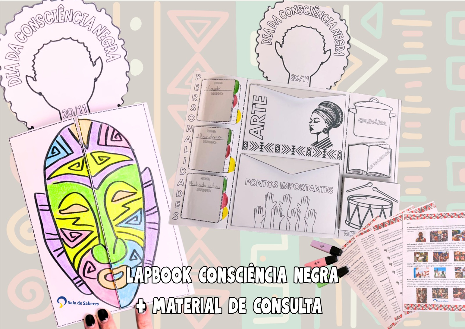 Preview de Lapbook Consciência Negra: Atividade para 3º a 7º ano