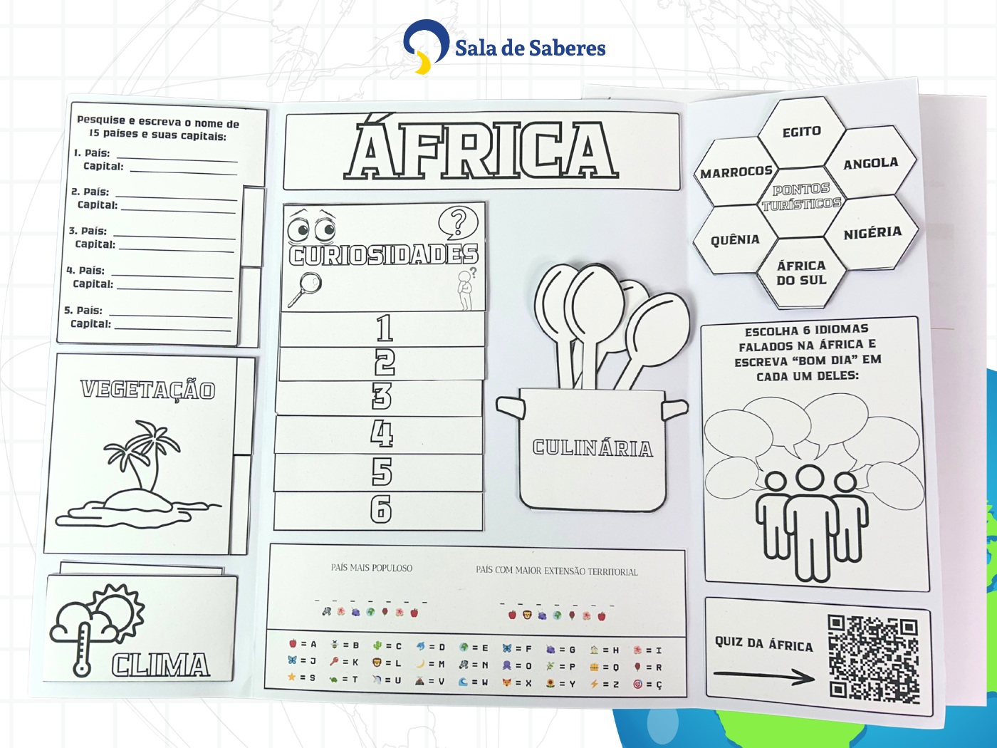 Preview de Lapbook da África — Material Pedagógico Completo em PDF 