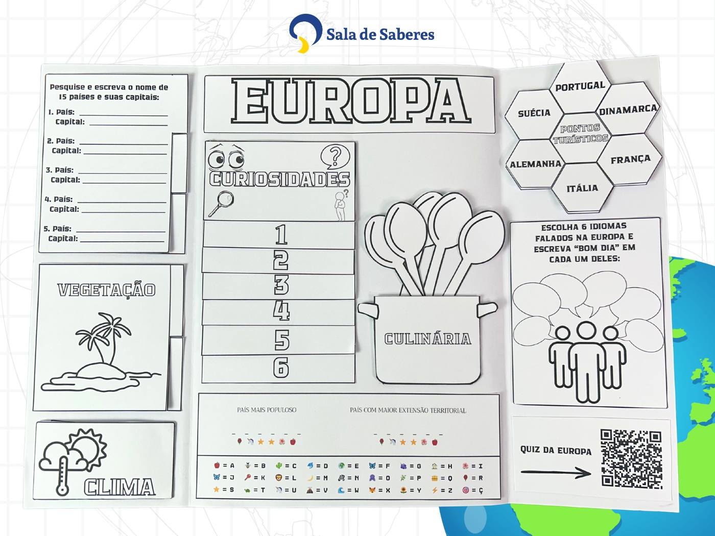 Preview de Lapbook da Europa — Material Pedagógico Completo em PDF