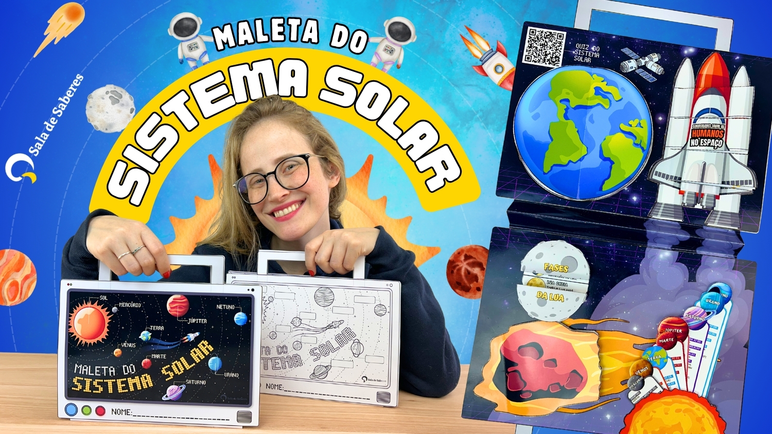 Preview de Maleta do Sistema Solar - Colorida e Para Colorir + atividades