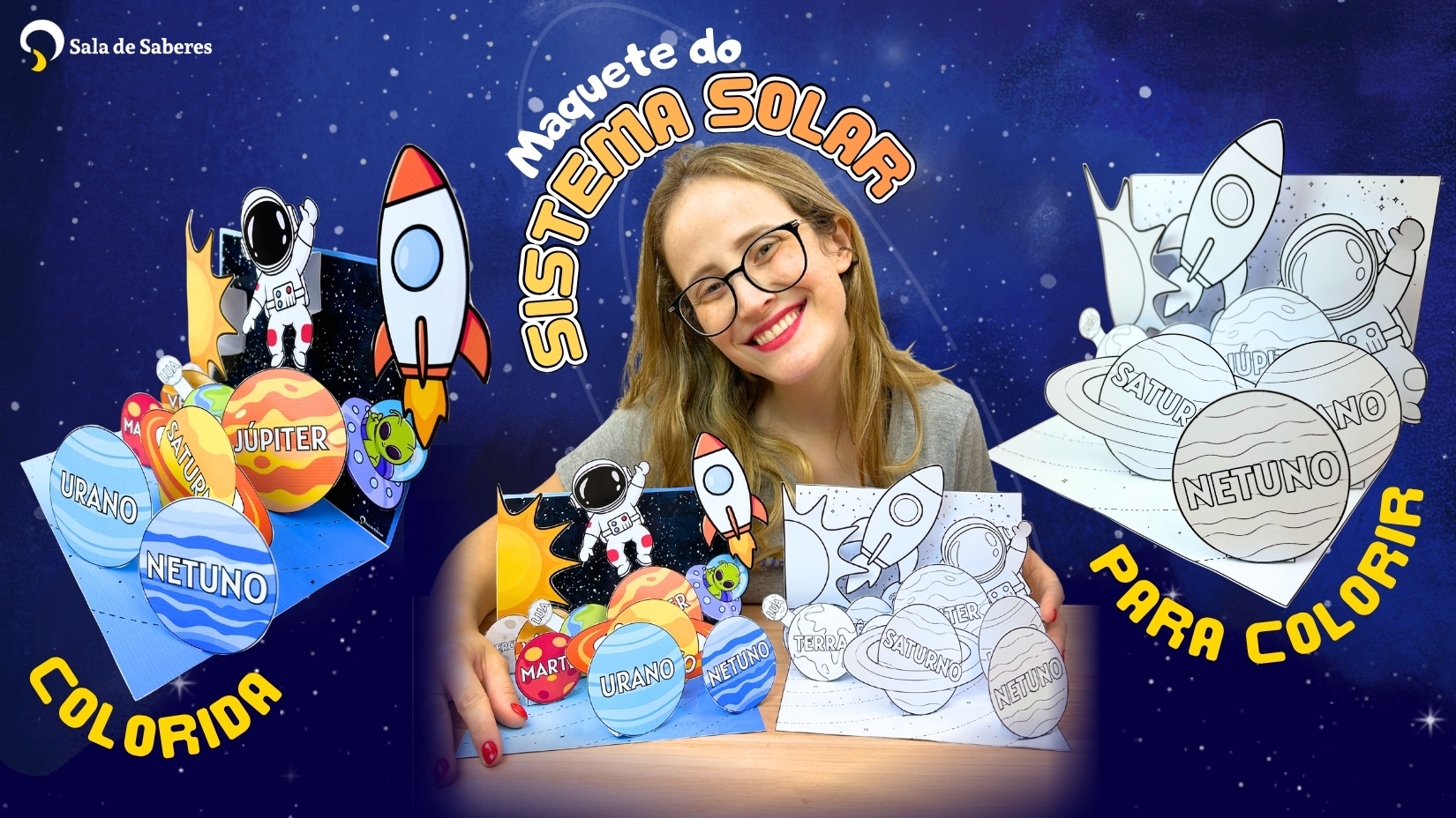 Imagem de Maquete do Sistema Solar - Colorida e Para Colorir