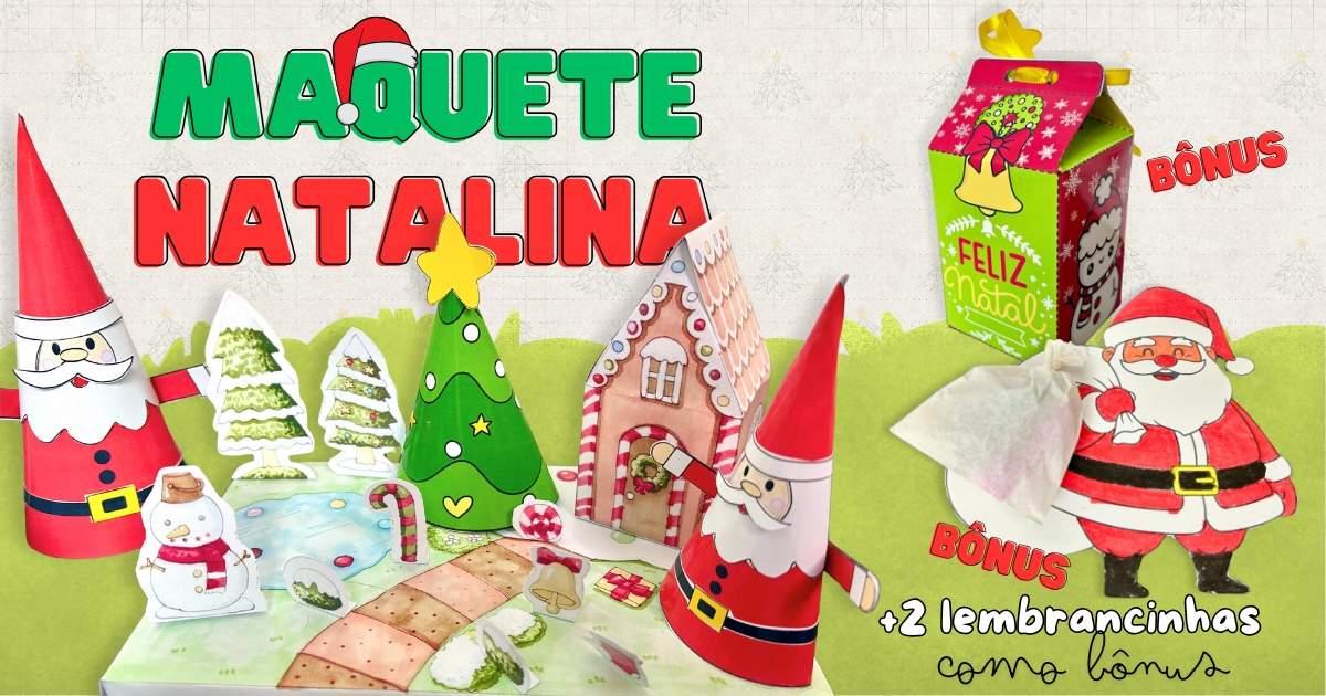 Preview de Maquete Natalina Colorida e para Colorir - Bônus Lembrancinhas