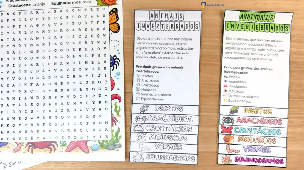 Imagem 4 de Flipbook dos Animais Invertebrados: Colorido e Para Colorir