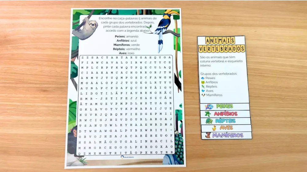 Imagem 2 de Flipbook dos Animais Vertebrados: Colorido e Para Colorir