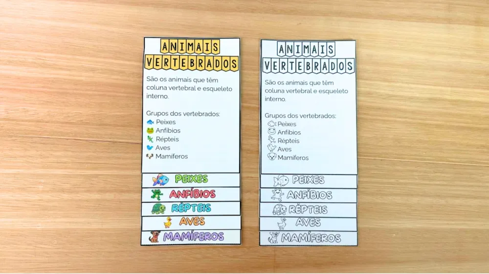 Imagem 7 de Flipbook dos Animais Vertebrados: Colorido e Para Colorir