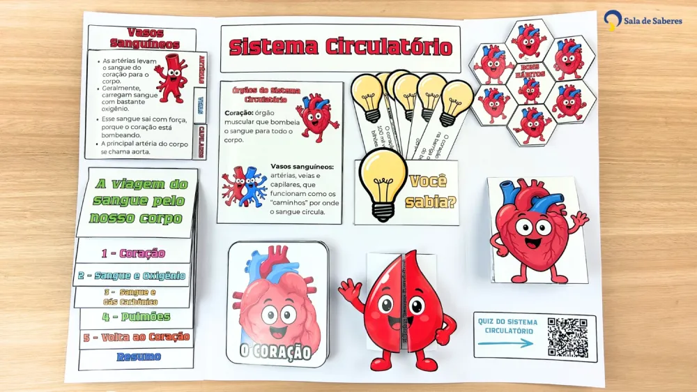 Imagem 3 de Lapbook do Sistema Circulatório Colorido e para Colorir