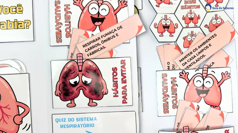 Imagem 6 de Lapbook Sistema Respiratório - PDF - Colorido e para colorir