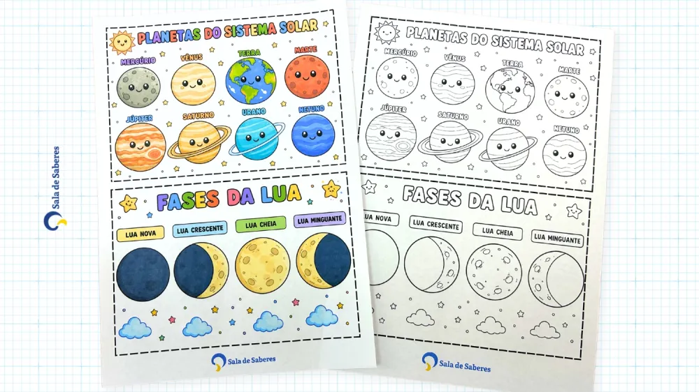 Imagem 22 de Maleta do Sistema Solar - Colorida e Para Colorir + atividades