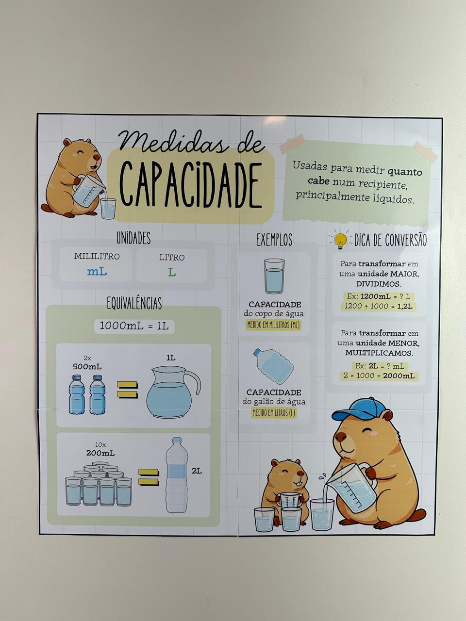 Imagem de Painel Didático de Medidas de Capacidade – Tema Capivara