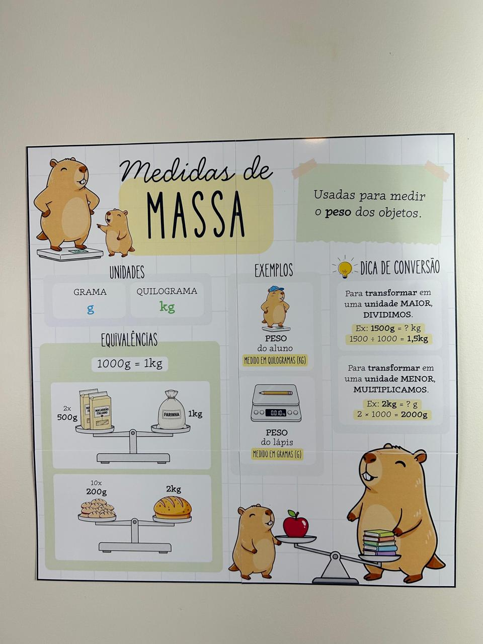 Preview de Painel Didático de Medidas de Massa – Tema Capivara