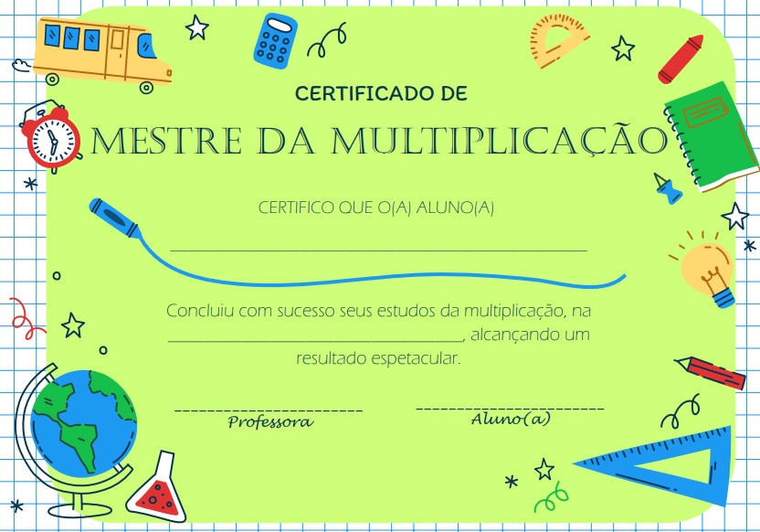 Certificado de Mestre da Multiplicação - Materiais e Atividades Didáticas