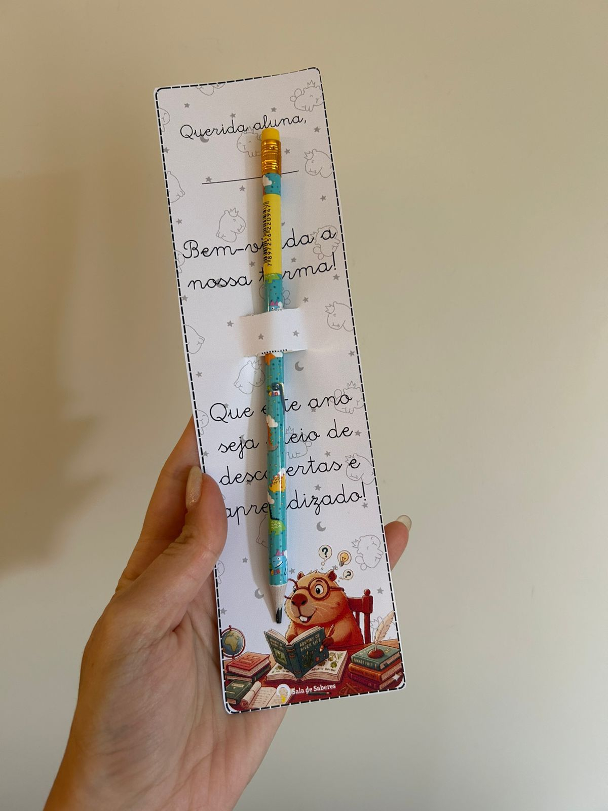 Preview de Mimo Card Para Lápis Tema Capivara para Volta às Aulas!