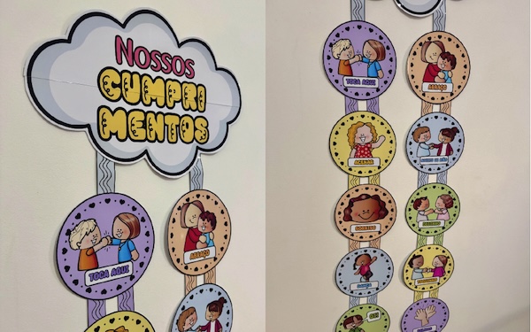 Imagem de Mural Nossos Cumprimentos para Sala de Aula