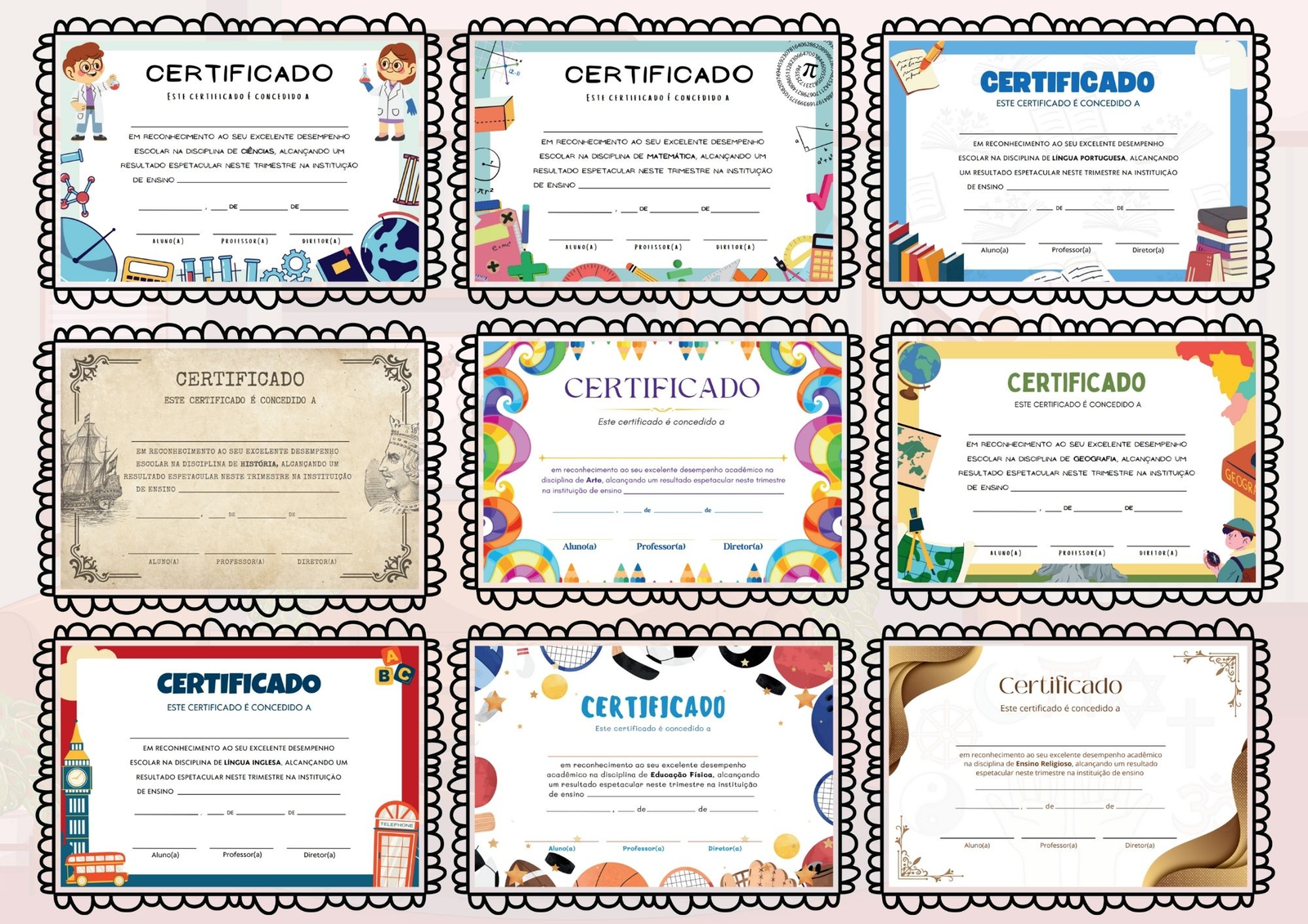 Imagem de Combo: Certificados Escolares por Desempenho nas Disciplinas