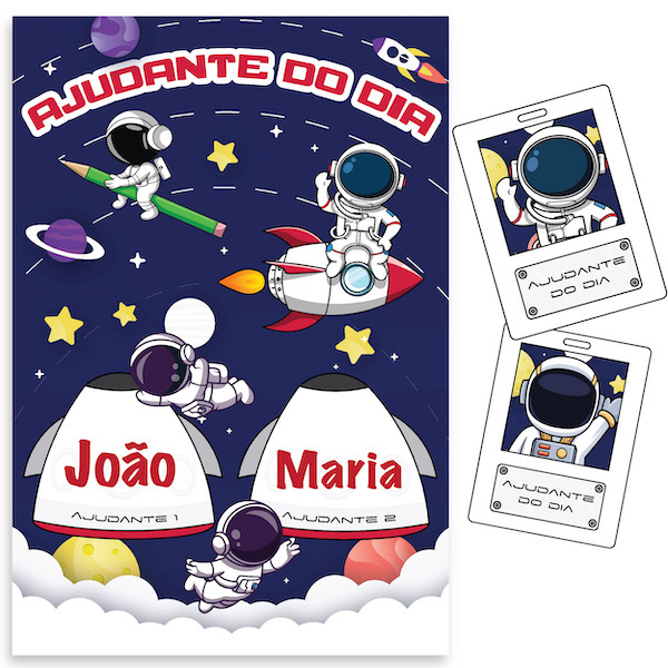 Imagem de Painel Ajudante do Dia + Crachá - Sala de Aula - Astronautas