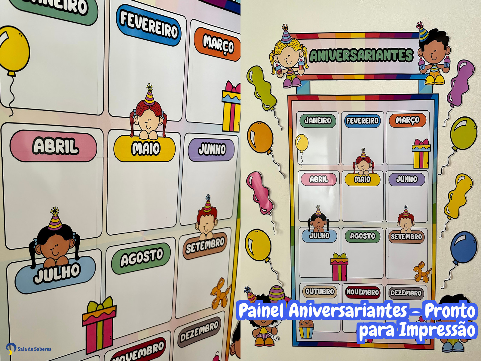 Preview de Painel Aniversariantes - Pronto para Impressão