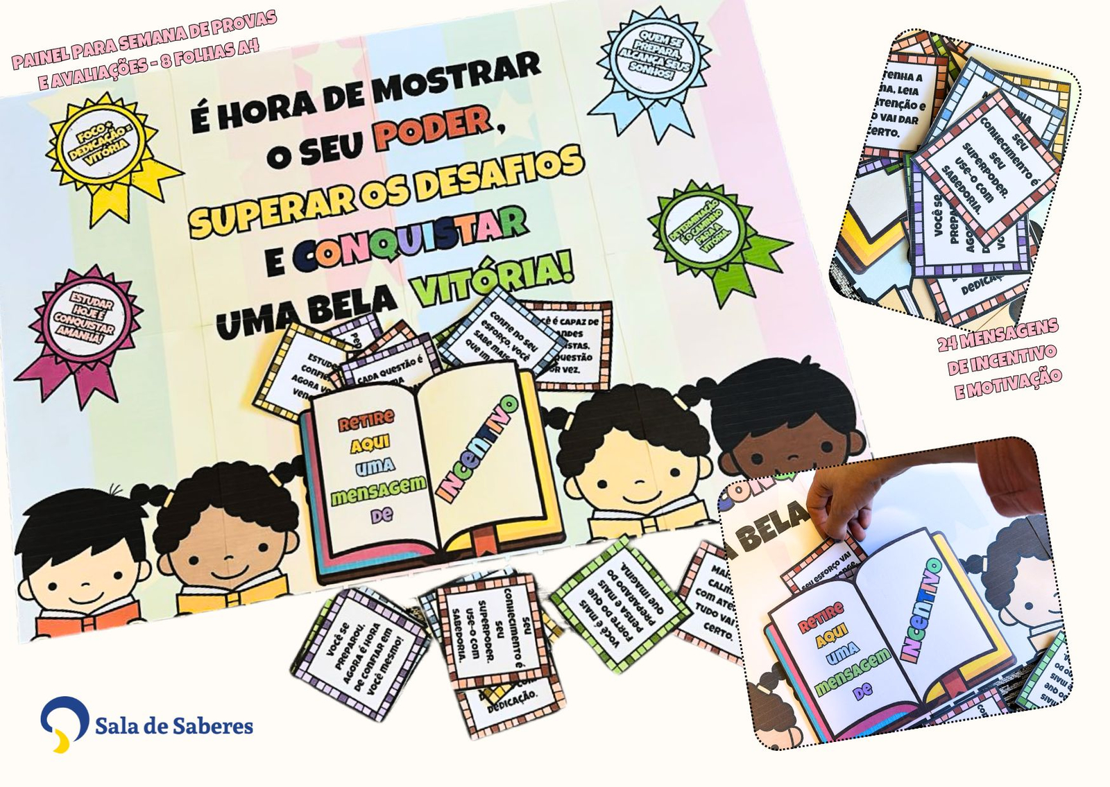 Preview de Painel Motivacional e Cartões de Incentivo - Boa Prova