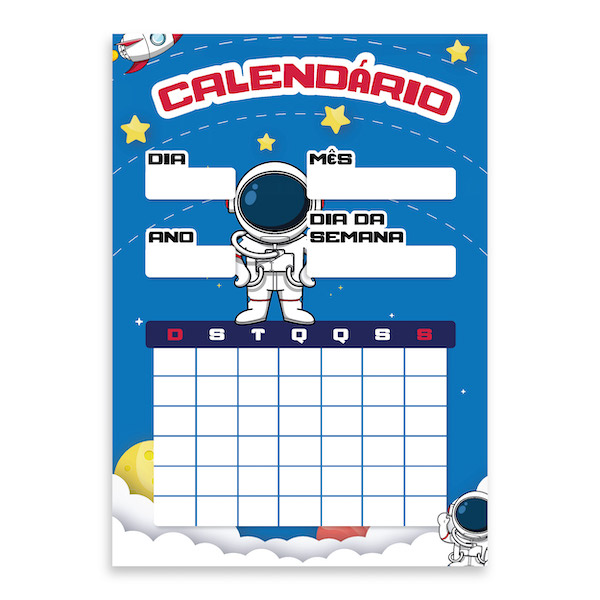 Imagem de Painel de Calendário Escolar Astronauta para Sala de Aula