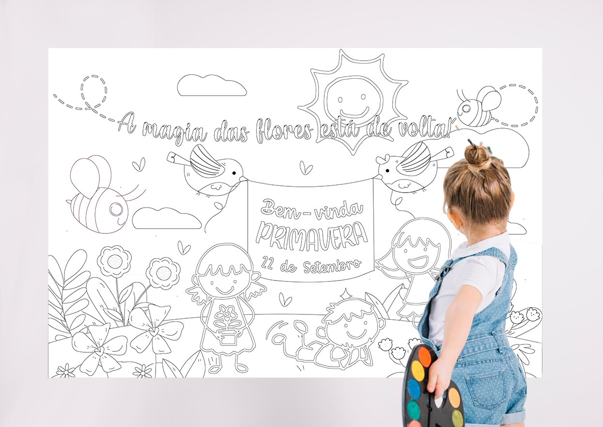 Imagem de Painel Decorativo de Primavera para Colorir