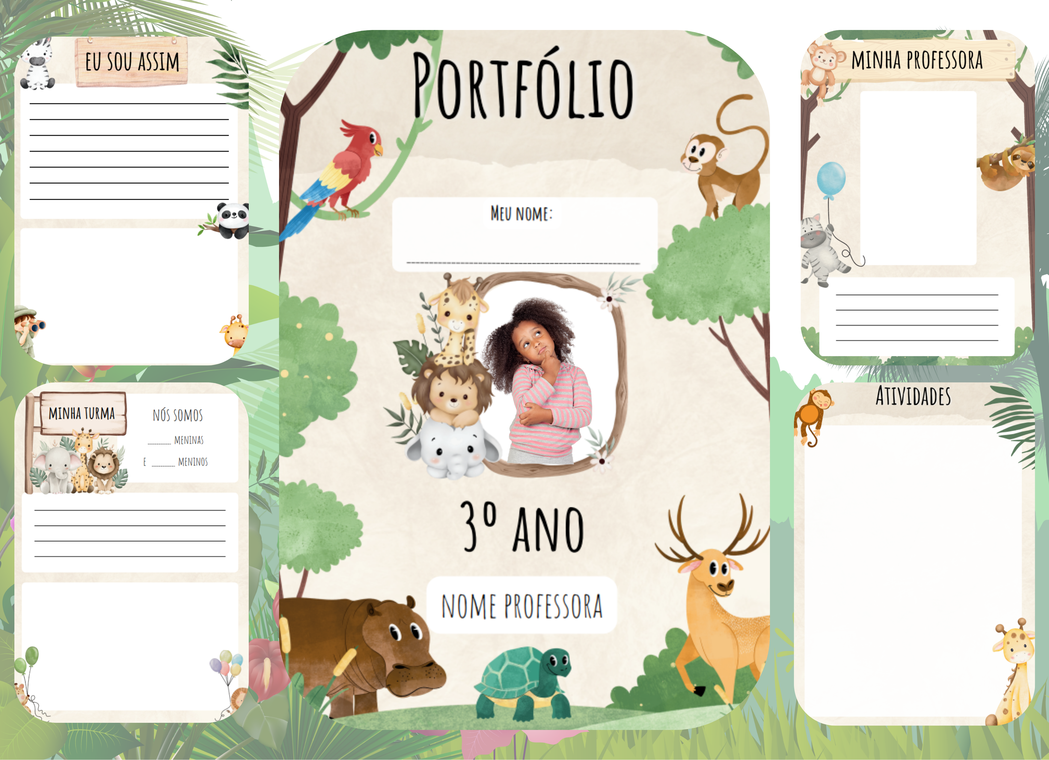 Preview de Portfólio Escolar Tema Safari 