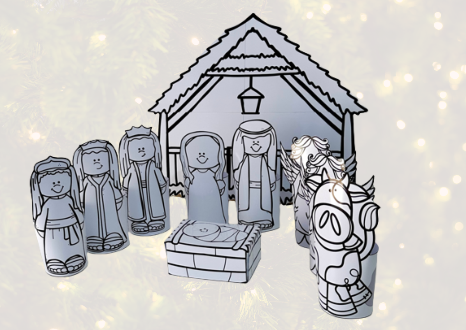 Imagem de Presépio 3D para Colorir: Aprenda Brincando