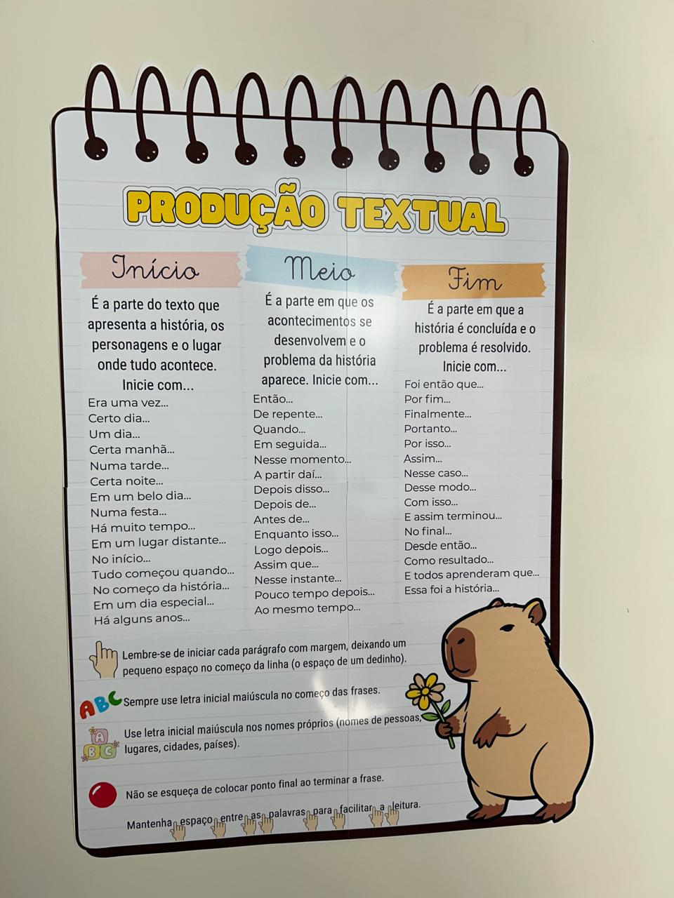 Imagem de Painel de Produção Textual Colorido com Tema Capivara