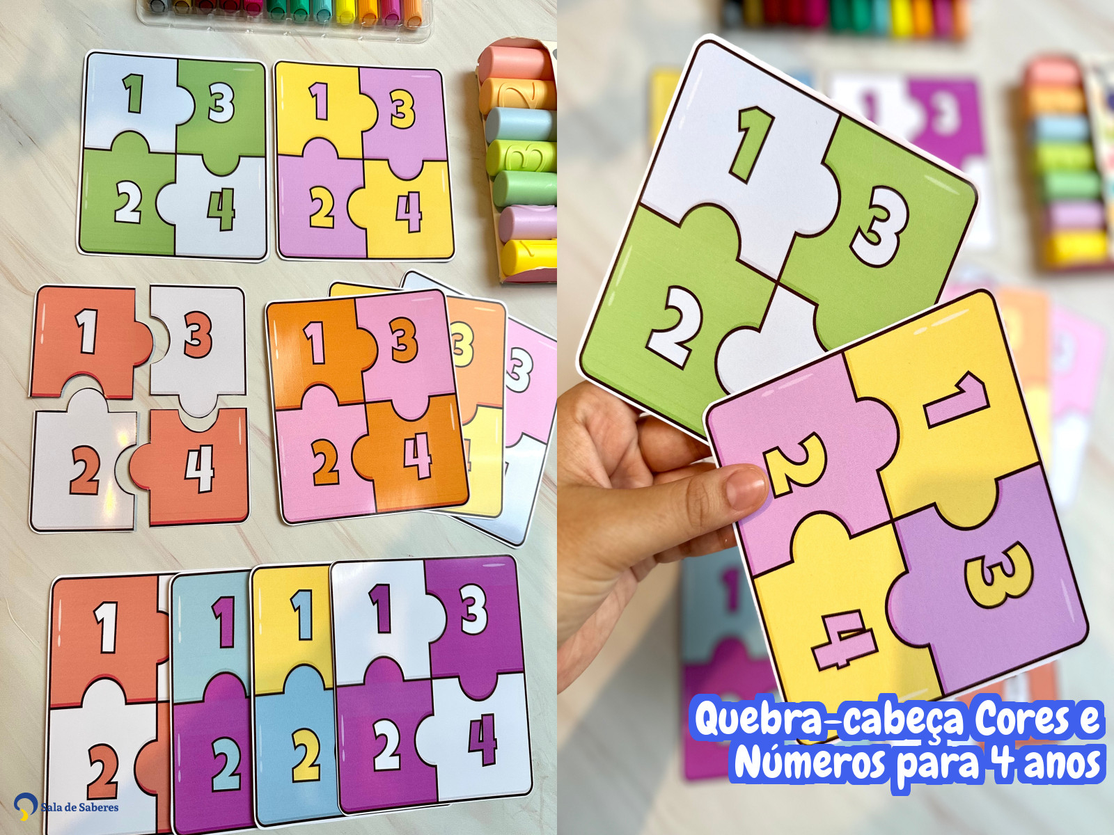 Preview de Quebra-cabeça Cores e Números para 4 anos