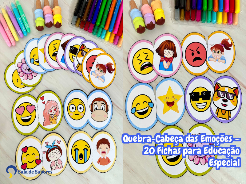 Imagem de Quebra-Cabeça das Emoções — 20 Fichas para Educação Especial