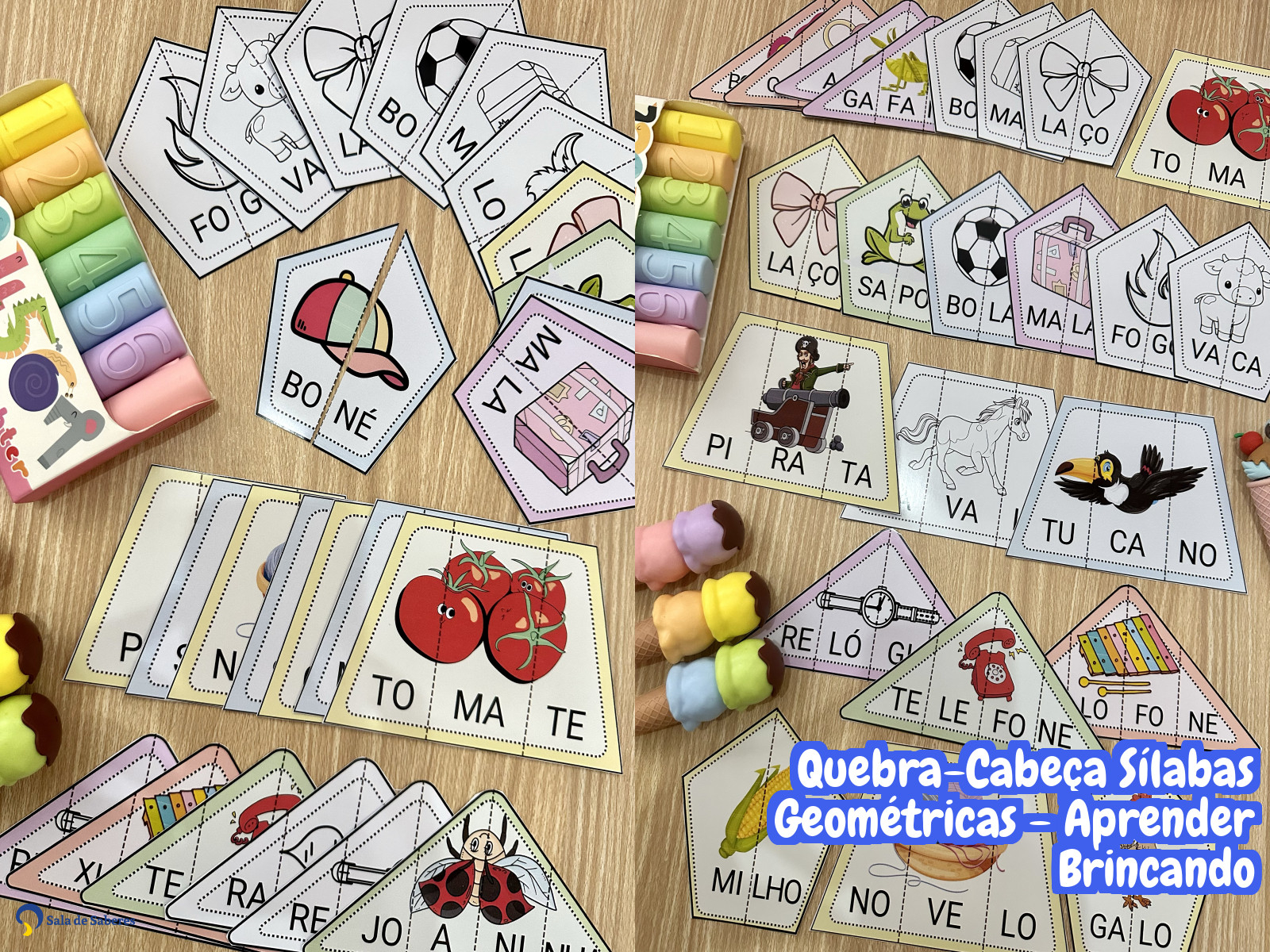 Preview de Quebra-Cabeça Sílabas Geométricas - Aprender Brincando