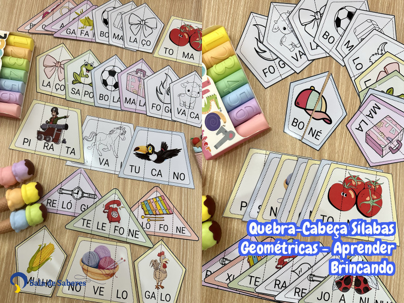 Imagem de Quebra-Cabeça Sílabas Geométricas - Aprender Brincando