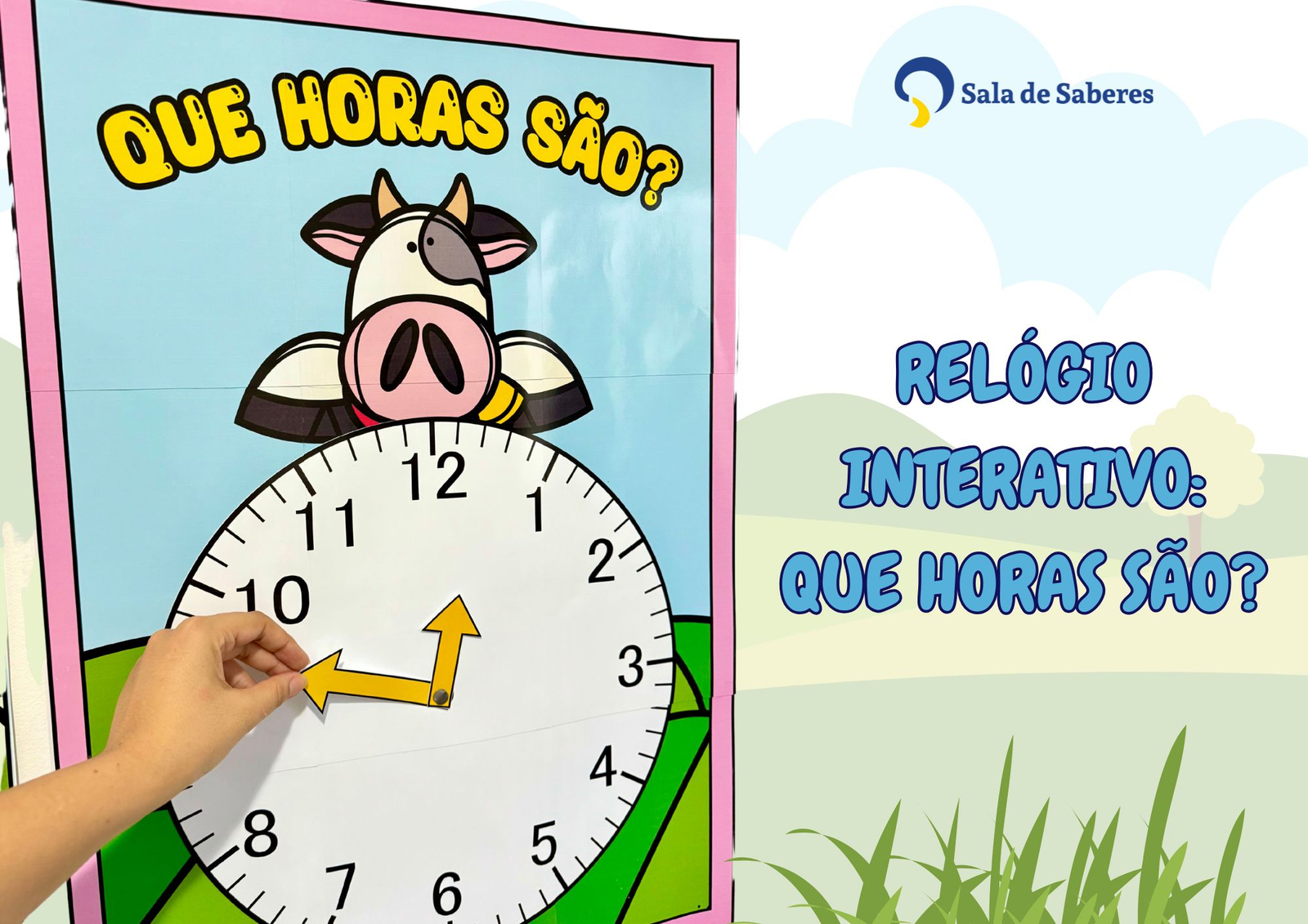 Preview de Painel Que Horas São - Tema Fazendinha