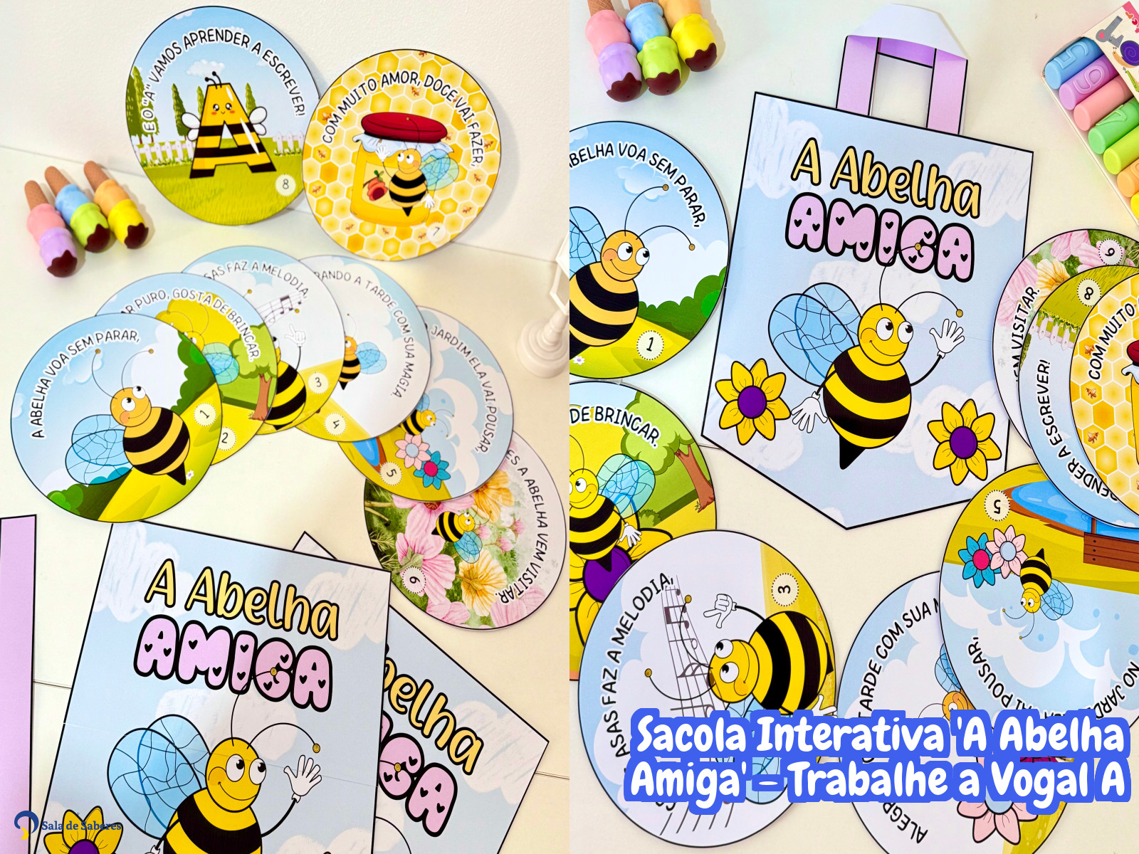 Preview de Sacola Interativa 'A Abelha Amiga' - Trabalhe a Vogal A