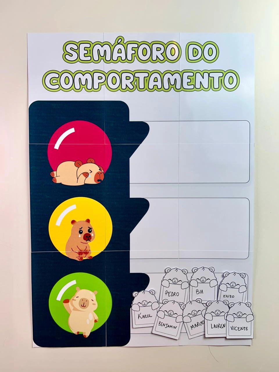 Preview de Semáforo do Comportamento - Tema Capivara