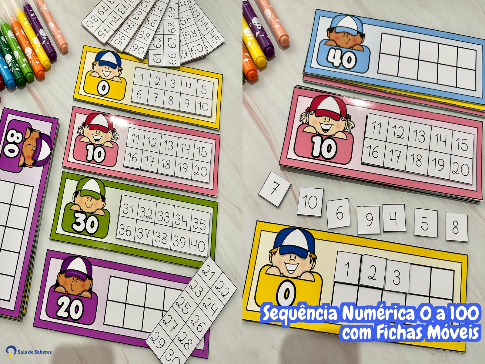 Preview de Sequência Numérica 0 a 100 com Fichas Móveis