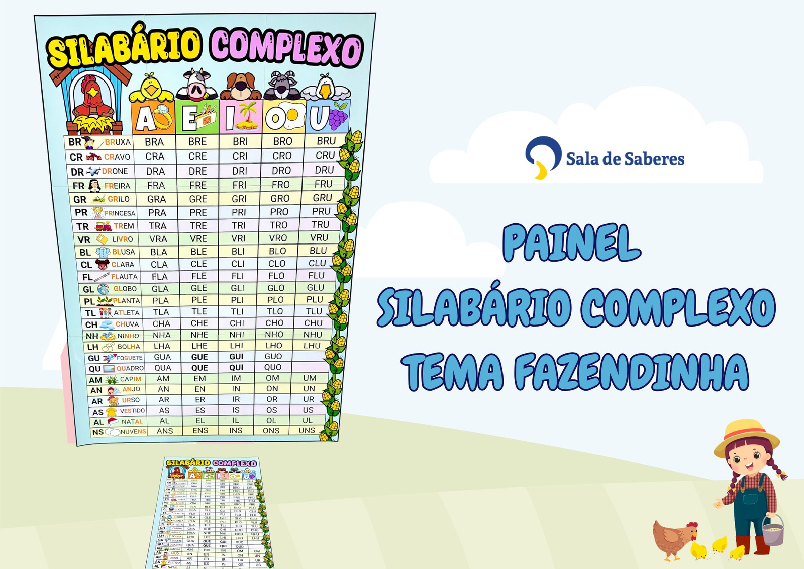 Preview de Silabário Complexo - Tema Fazendinha