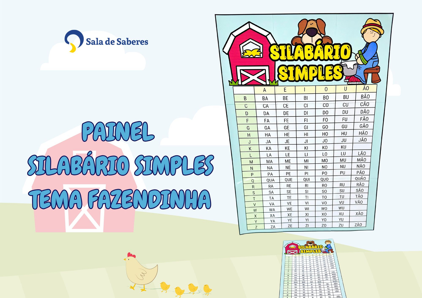 Preview de Painel Silabário Simples - Tema Fazendinha
