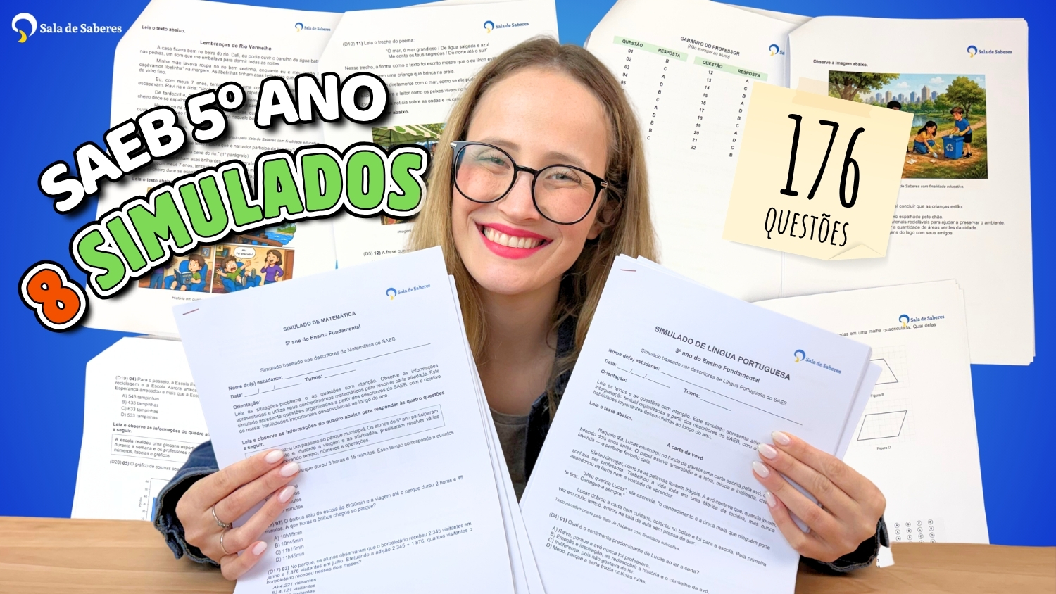 Imagem de 8 Simulados SAEB 5º Ano com Gabarito | 176 Questões