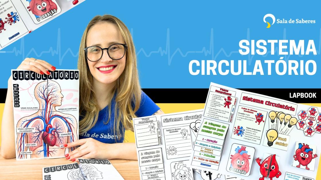 Lapbook do Sistema Circulatório Colorido e para Colorir