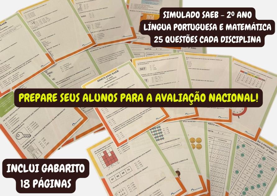 Simulado SAEB para 2º Ano - Língua Portuguesa e Matemática